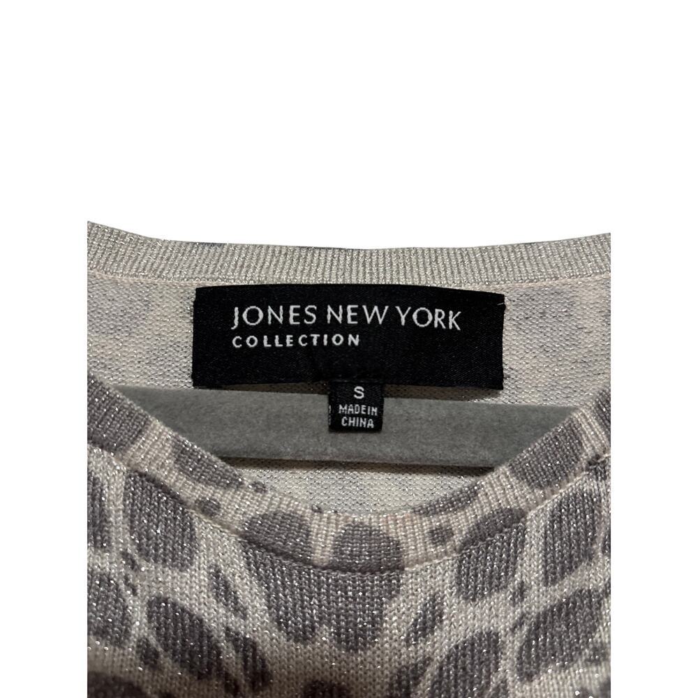 Jones New York Animal Print Metallic Knit Top S - Picture 5 of 8